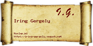 Iring Gergely névjegykártya